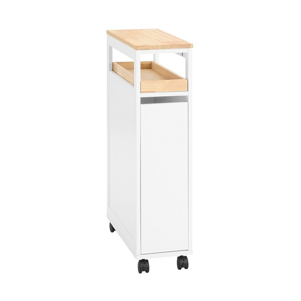 SoBuy Toilettenschrank mit Toilettenpapierhalter und drei Schubladen Holzfarbe 51x20x79 cm, Funktional, NSR11-WN