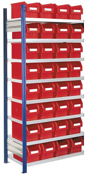 Kappes RasterPlan Anbau-Steckregal mit Lagersichtkästen Mod, 12, 2000 x 1000 x 400 mm, AF RAL 5010, Inklusiv 32 x Größe 3, 5203.01.1421