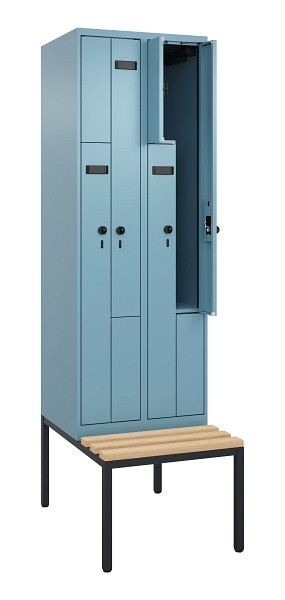 C+P Z-Spind Evolo PLUS, Bank, 4 Fächer, 2120x600x815mm, 0010/0010, Drehriegel, Sitzfläche Buche-Hartholz, Sitzbank, 0490537-204 S10021