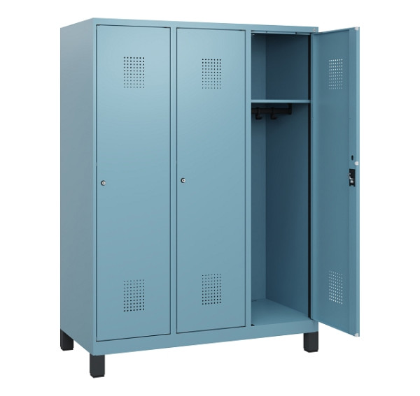 C+P Spind Evolo PLUS, Füße, 3 Abteile, 1630x1200x500mm, 0010/0010, Zylinderschloss, 0490105-32 S10048