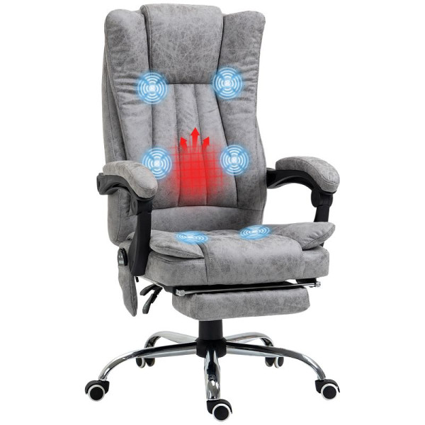 Vinsetto Bürostuhl mit Massagefunktion, Ergonomischer Schreibtischstuhl mit Heizfunktion, Liegefunktion, Höhenverstellbarer Drehstuhl, 921-246V90