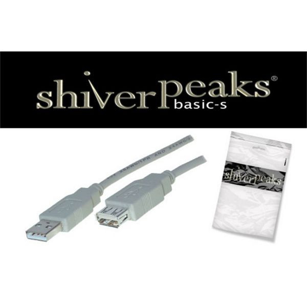 shiverpeaks BASIC-S, USB Kabel, Typ A Stecker auf Typ A Kupplung, Rev 2.0, 0,3m, BS77121