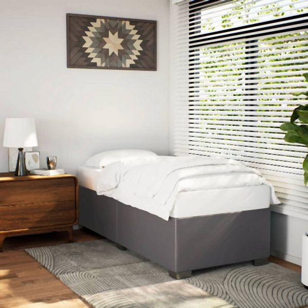 vidaXL Bettgestell Grau 90x190 cm Kunstleder, besserer Schlaf, 3284538