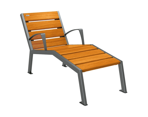 Procity Liegestuhl Silaos 600 mm, Mit Armlehne, Holz & Stahl, helle Eiche/Procity Grau, 209642.GPRO.CHEC