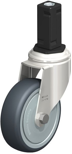 Blickle LKRXA-TPA 101KD-11-FK-EXV14 Edelstahl-Apparate-Lenkrolle mit Expander, Thermoplastisches Gummi-Elastomer, Grau, 853180