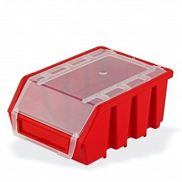 ADB Sichtlagerkasten Größe 2 mit Deckel, Maß BxTxH: 116x161x75 mm, Farbe: Rot, 23401