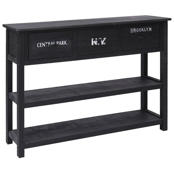 vidaXL Sideboard Schwarz 108x30x76 cm Massivholz Paulownia, 338551