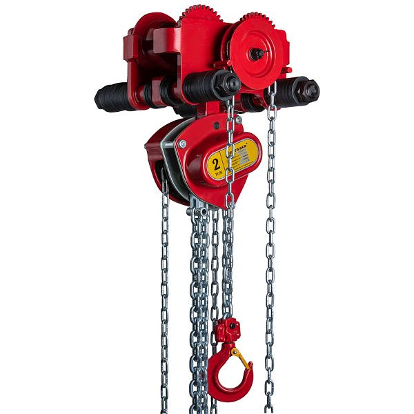 DELTA RED® Premium Stirnradkettenzug, mit Überlastschutz, mit integriertem Haspelfahrwerk, 2t mit 3m Hubhöhe, DR.0.09102003