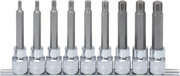 KS Tools 1/2" CHROMEplus RIBE-Bit-Stecknuss-Satz, lang, 9-teilig M5-M14, 918.1340