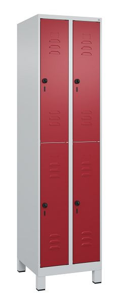 C+P Doppelstöckiger Spind Classic PLUS, Füße, 2 Abteile, 1950x500x500mm, 7035/3003, 080310-29 S10001