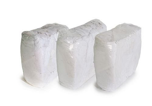DENIOS Putzlappen BW, aus weißer Baumwollbettwäsche, 3 Presswürfel à 10 kg, VE: 3 Stück, 158-027