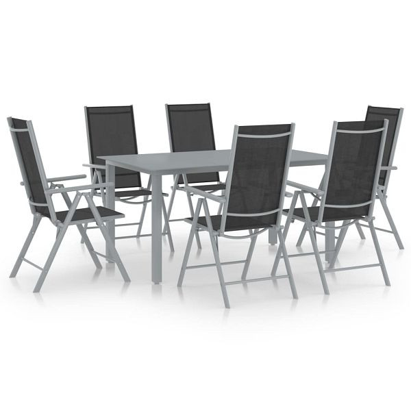vidaXL 7-teilig Garten-Essgruppe Aluminium Silbern und Schwarz, 3070636