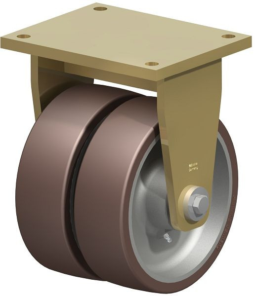 Blickle BSD-GB 252K Stahlgeschweißte Schwerlast-Doppel-Bockrolle, Blickle Besthane®, Braun, 742824