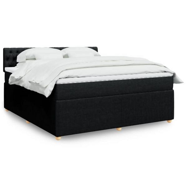 vidaXL Boxspringbett mit Matratze Schwarz 180x200 cm Stoff, 3289844