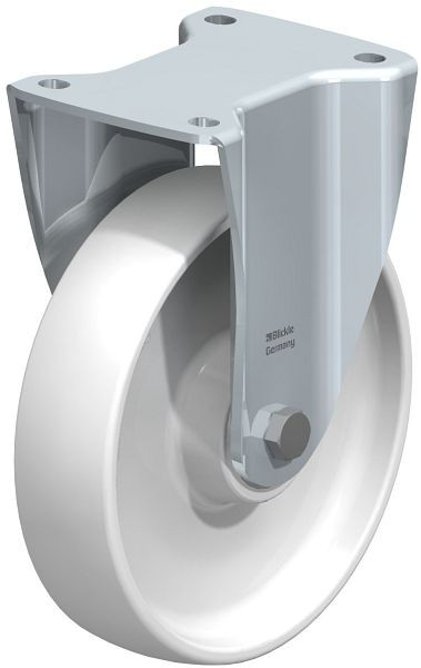 Blickle BH-PO 200K Stahlblech-Bockrolle, Schwerlast-Ausführung, mit Anschraubplatte, Polyamid, Weiß, 6353