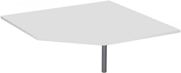 geramöbel Verkettungsplatte Fünfeck 90° mit Stützfuß, mit Kabelführung, höhenverstellbar, 1225x1225x680-820, Lichtgrau/Silber, N-647510-LS