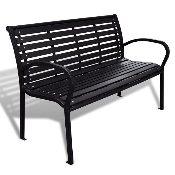 vidaXL Gartenbank 125 cm Stahl und WPC Schwarz, 41556