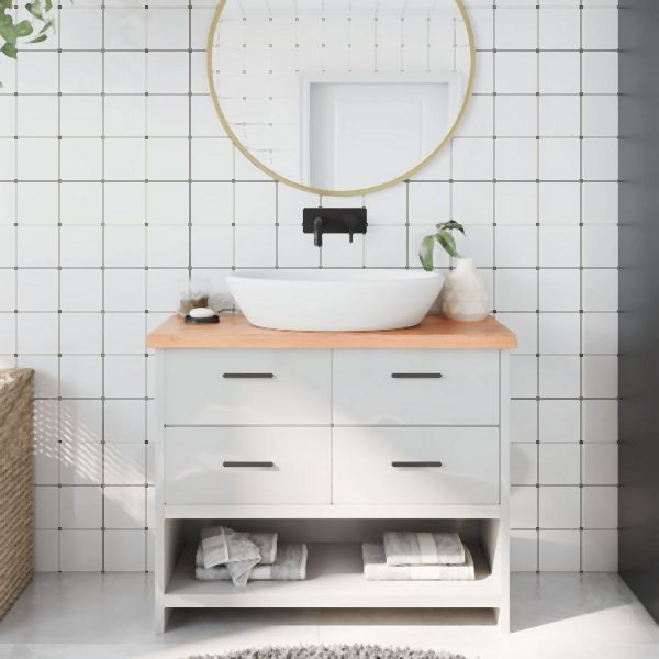 vidaXL Waschtischplatte Hellbraun 100x30x(2-4) cm Massivholz Behandelt, 3156126