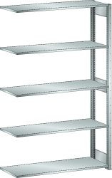 LISTA Anbauregal L1006 (BxTxH) 1300x500x2200mm 160kg, Regalstützenpaar inklusive 3 Tiefenstreben, Farbe: Lichtgrau, 50.221.020