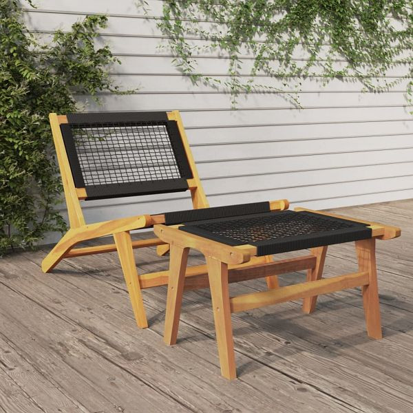 vidaXL Gartenstuhl mit Fußstütze Massivholz Teak und Polyester, 319155