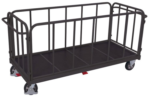 VARIOfit Vierwandwagen mit senkrechten Streben, Ladefläche: 1.305 x 810 mm, RAL 7016 anthrazitgrau, Radsatz: Bereifung aus Elastikvollgummi, sw-1304/AG