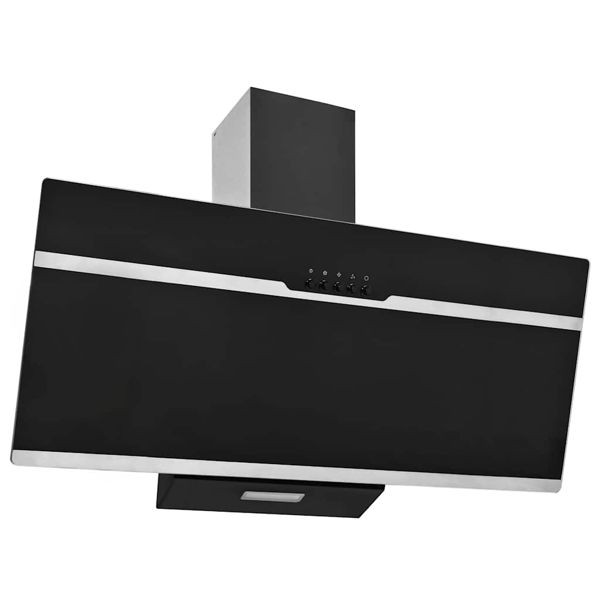 vidaXL Wand-Dunstabzugshaube 90 cm Edelstahl und Hartglas Schwarz, 51119