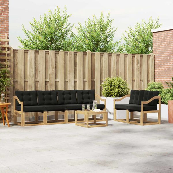 vidaXL Outdoor-Sofagarnitur mit Kissen 7-teilig Weiß und Schwarz, 3389246