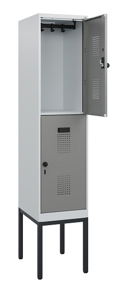 C+P Doppelstock-Spind Evolo PLUS, Gestell, 2 Fächer, 1950x400x500mm, 7035/0004, Drehriegel, 0493305-12 S10014