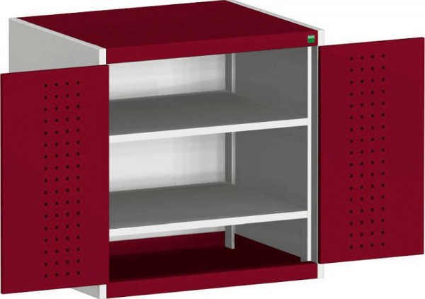 bott cubio Flügeltürschrank bestückt mit 2 Fachböden BxTxH: 650 x 650 x 800 mm, RAL 7035/3004, 40019170.24V