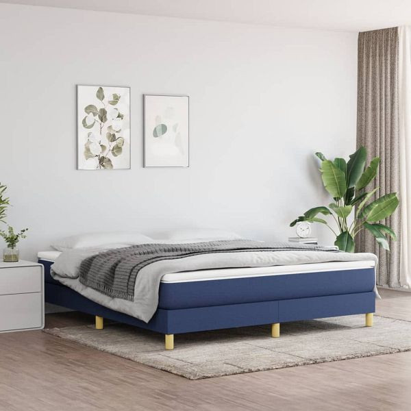 vidaXL Bettgestell Blau 160x200 cm Stoff, Material: Stoff (100% Polyester), Sperrholz, Holzwerkstoff, 3120628