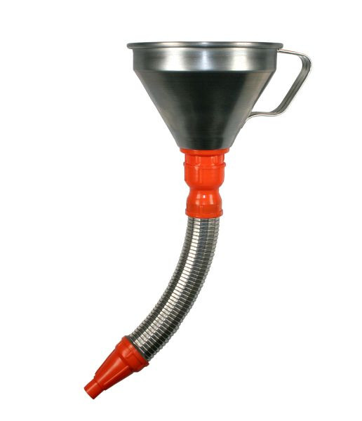 Busching Kombi-Trichter Ø 160 mm - Weißblech -, Flex-Metallauslauf 300 mm + Messingsieb, 100159