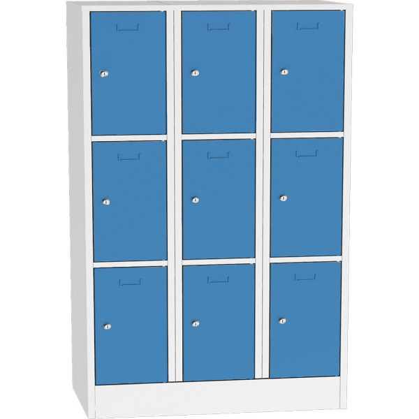 Deskin Schließfach-Stahlschrank SYSTEM SP1 COLOR, Korpus Lichtgrau, Türen Lichtblau, H 1850 x B 1200 x T 500 mm, Zylinderschloss, 350 mm, 281982