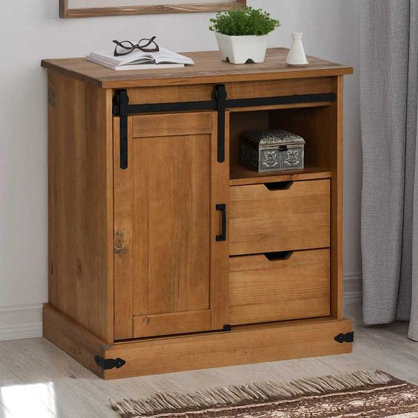 vidaXL Sideboard HALDEN mit Schiebetür 80x40x80 cm Massivholz, 4018417