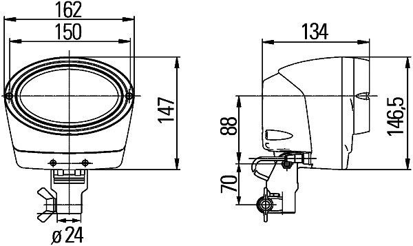 HELLA Xenon-Arbeitsscheinwerfer - Oval 100 Integral - 24V - Anbau/Rohrstutzen - Nahfeldausleuchtung - Stecker: AMP, 1GA 996 261-701