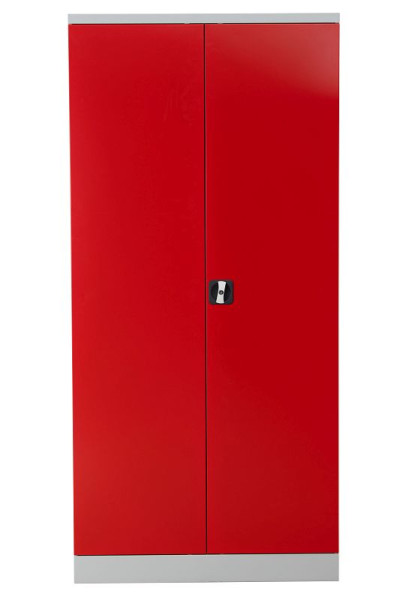 Gürkan Flügeltürenschrank, 50 x 92 x 195 cm, Lichtgrau, Feuerrot, Verstärkte Fachboden Stück 4, FLC.195/N, 111779