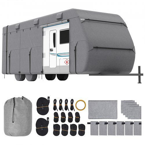 VEVOR Wohnwagen-Schutzhülle 7,3-8,2 m, Vliesstoff, wasserdicht, winddicht, inkl. Tasche, Reparaturflicken, Gurte, Klebeband, TCSFCCYTGSFCIFCMUV0