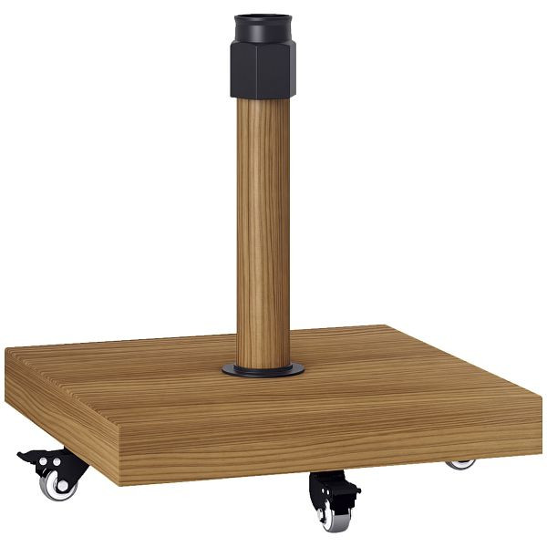 Outsunny Gartenschirmständer, Sonnenschirmbasis mit Rollen, Holzoptik, Rollbare Basis für Gartenschirm, Metall, Beton, Hellbraun, 84D-408V00BN