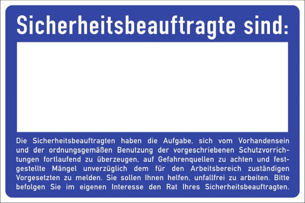 Moedel Sicherheitsbeauftragte sind:, Kunststoff, 300x200 mm, 99203