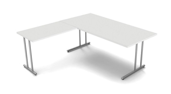 Kerkmann Schreibtisch B 1800 mm mit Anbau 1000 x 600 mm, lichtgrau, 11467411