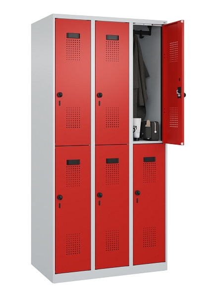 C+P Doppelstöckiger Spind Evolo PLUS, 6 Fächer, 1850x900x500mm, 7035/3020, Drehriegel, 049300-30 S10005