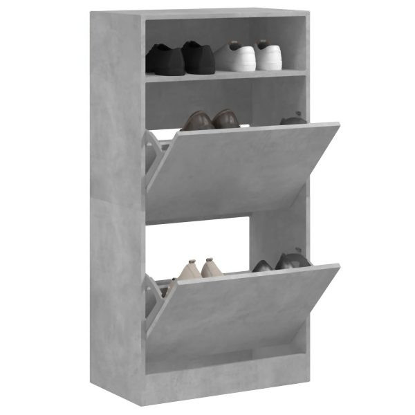vidaXL Schuhschrank Betongrau 60x34x116 cm Holzwerkstoff, 840018