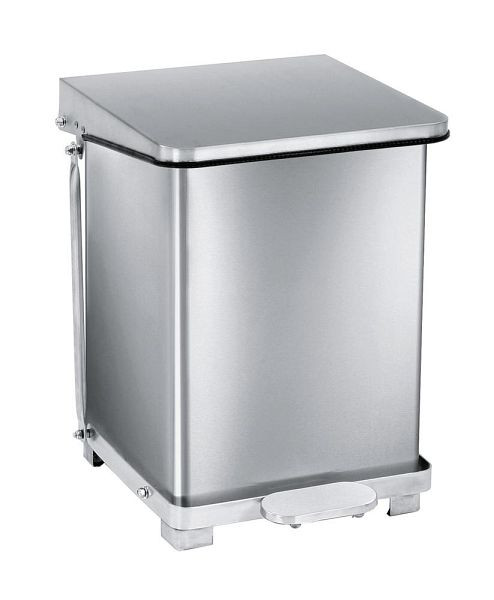 Deskin Industrieller Tret-Abfallsammler V27, Edelstahl, matt, H 445 x B 370 x T 370 mm, 265702