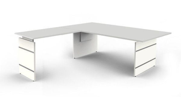 Kerkmann Höhenverstellbarer Wangenschreibtisch B 2000 x T 1000 x H 680-760 mm, Form 4, Farbe: lichtgrau, 11466011