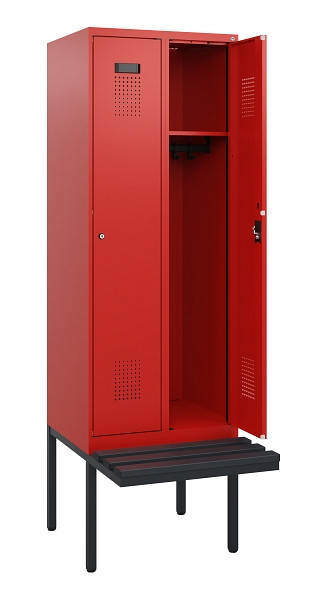 C+P Spind Evolo PLUS, 2 Abteile, 1950x600x815mm, 3020/3020, Zylinderschloss, Material Sitzfläche Kunststoff, 0490405-20 S10106
