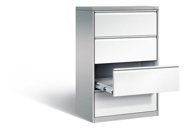 C+P Karteischrank Acurado, H1357xB787xT590mm, Farbe: Weißaluminium / Verkehrsweiß, Griffleiste, 12934-322 S10051
