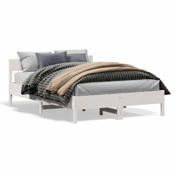 vidaXL Massivholzbett mit Kopfteil Weiß 140x190 cm Kiefer, 842767