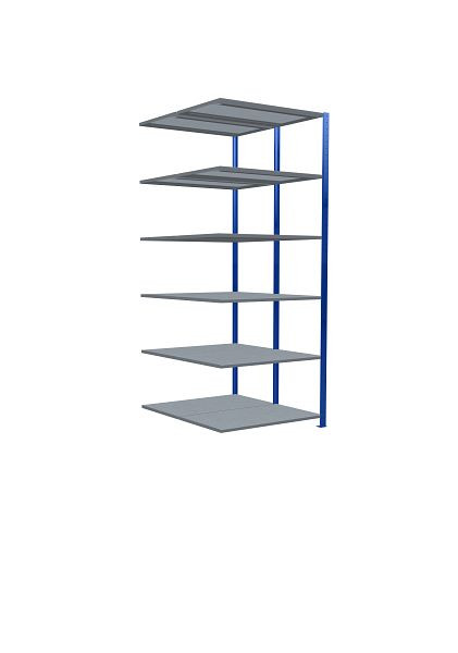 Schulte Anbauregal, Steck-Doppelregal MULTIplus250, 2500 x 1000 x (2x600) mm, 2x6 Fachböden, Längenriegel, RAL 5010 enzianblau/verzinkt, 33266-B
