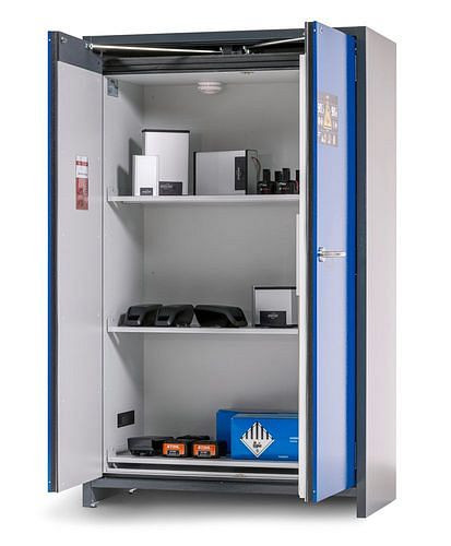 asecos Lithium-Ionen Akku-Lagerschrank, SafeStore-Pro, 3 Fachböden, Breite 1200 mm, 327430