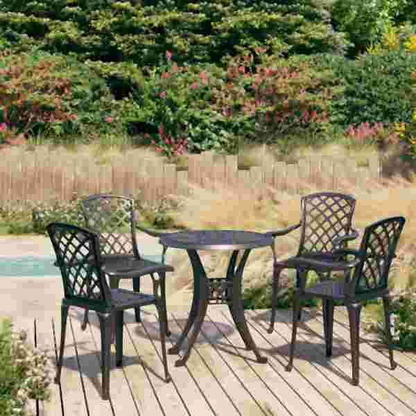 vidaXL 5-tlg. Bistro-Set Aluminiumguss Schwarz, 3070608