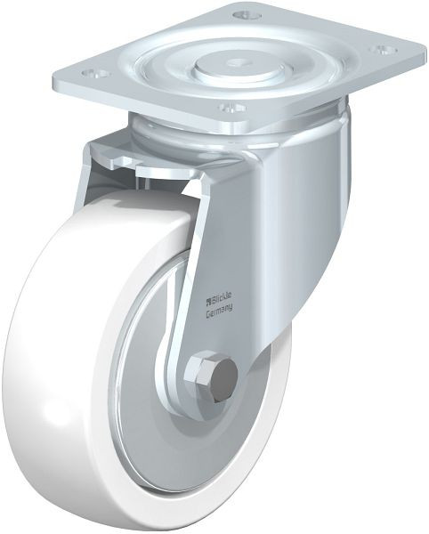 Blickle LH-SPO 150G-FA Stahlblech-Lenkrolle, Schwerlast-Ausführung, mit Anschraubplatte, Polyamid, Weiß, 262071
